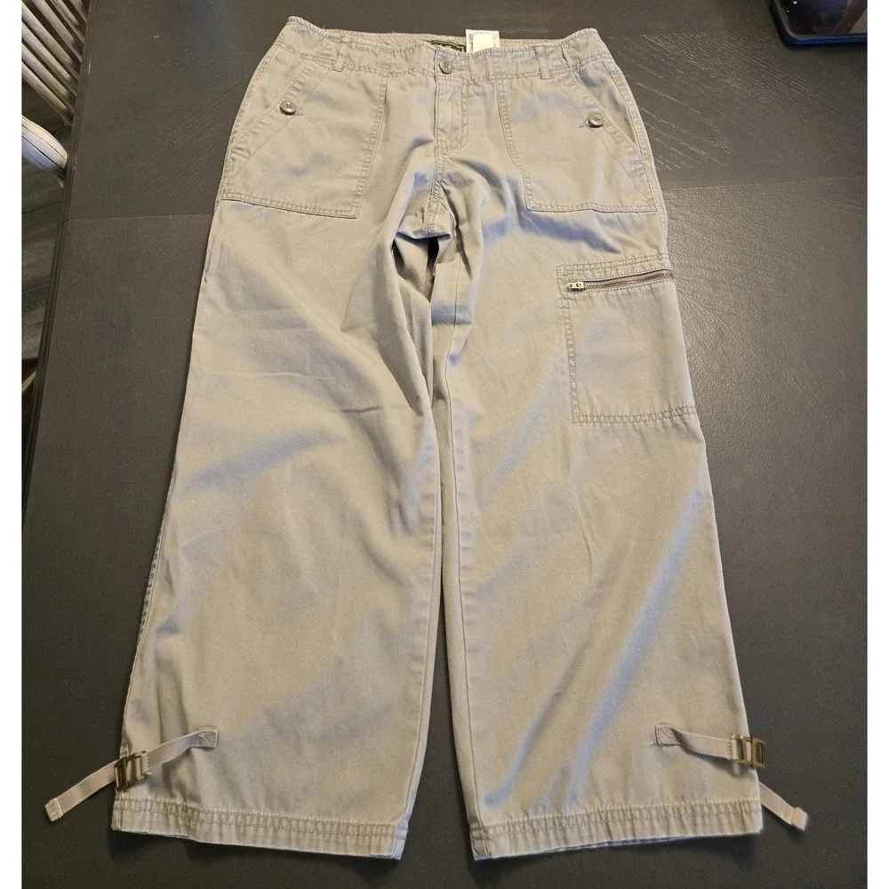 Eddie Bauer Khaki Capris 100 % cotton.  36 waist.  23 Inseam w/out being cuffed.